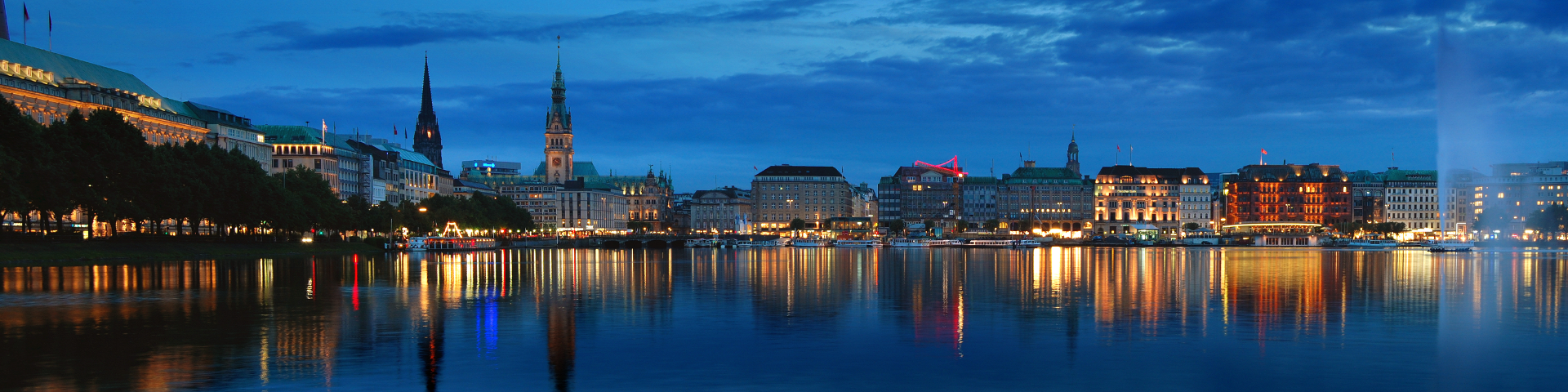 Quayside view of a modern city